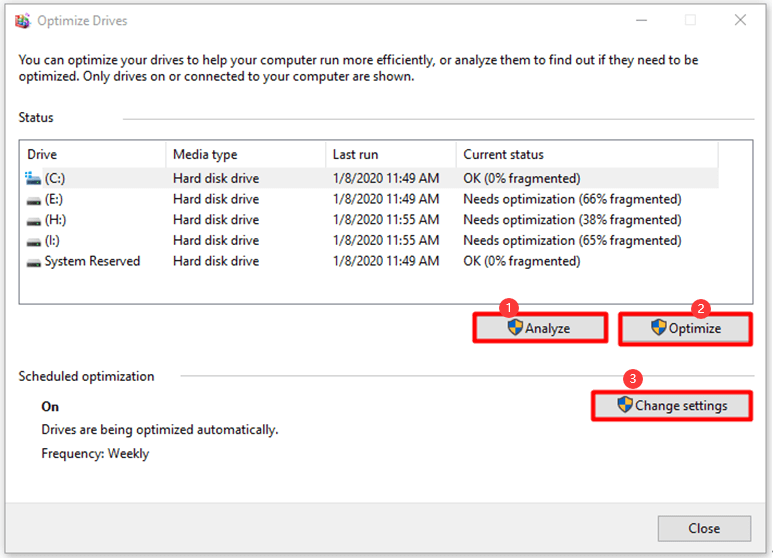 analyser et optimiser le disque dur