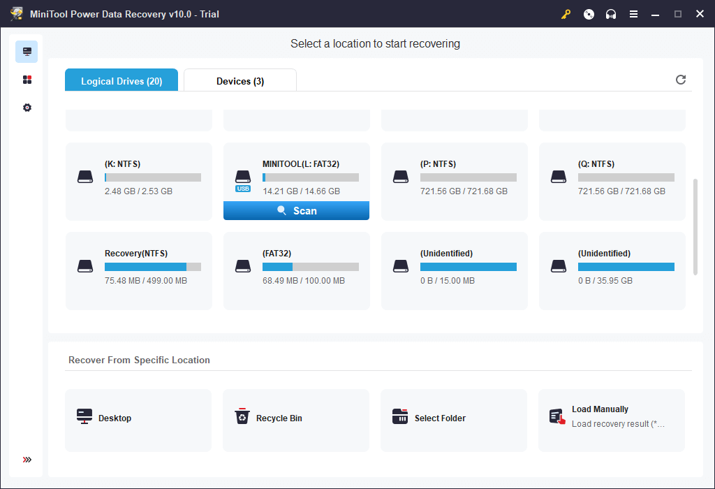 sélectionnez la carte SD vierge à numériser