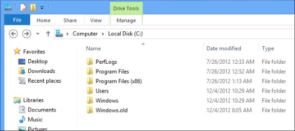 découvrir l'ancien dossier Windows