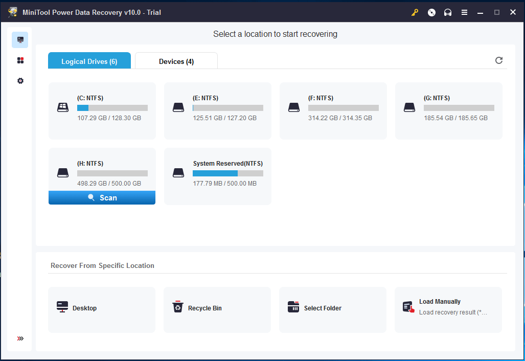 choisissez la partition sur le disque dur externe