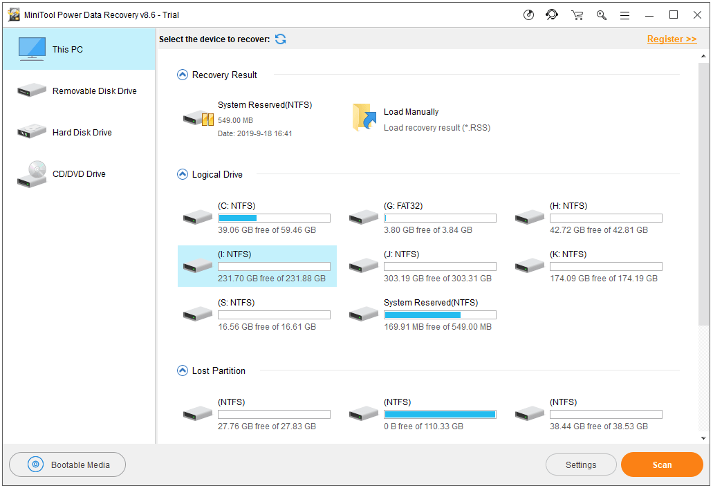 récupérer des données perdues avec MiniTool Power Data Recovery