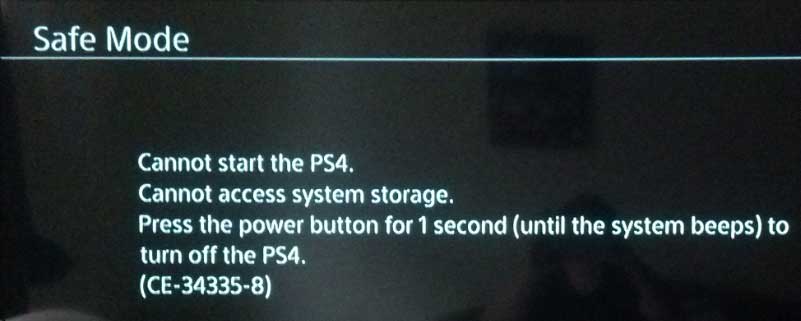 La PS4 ne peut pas accéder au stockage système