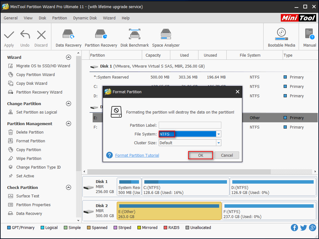 Formater la partition