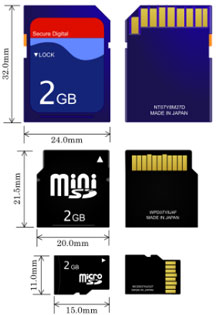 différentes formes de carte sd