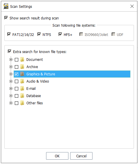 spécifier les types de fichiers avant de numériser