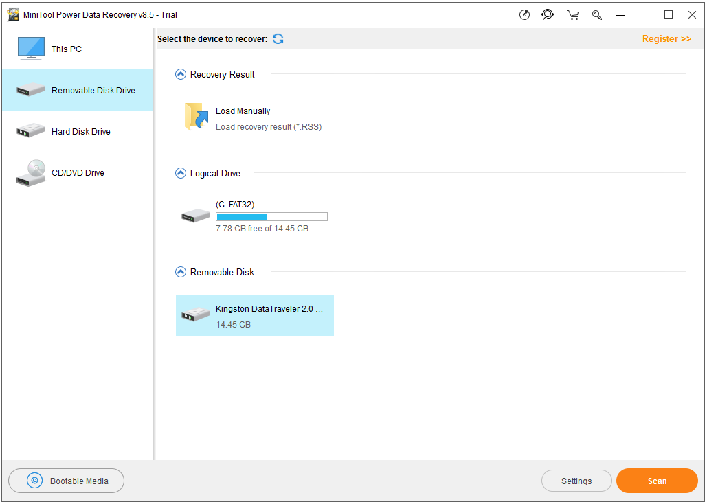 interface principale de MiniTool Power Data Recovery