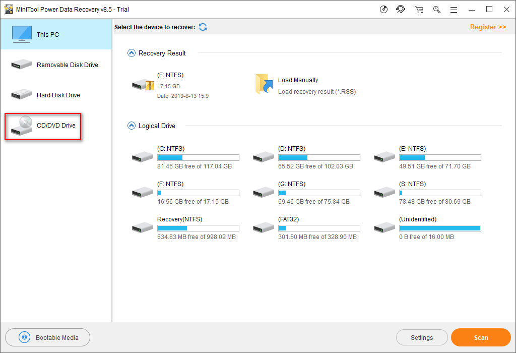 analyser et détecter les fichiers sur CD / DVD