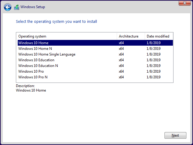 choisissez l'édition de Windows 10