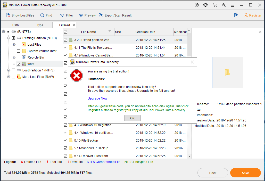 cliquez sur Enregistrer pour continuer