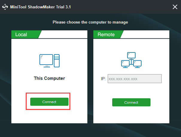 cliquez sur Se connecter à cet ordinateur pour continuer