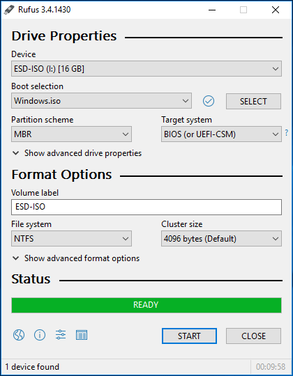 créer un disque de démarrage USB à partir d'ISO avec Rufus