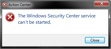 le service Centre de sécurité Windows ne peut pas être démarré