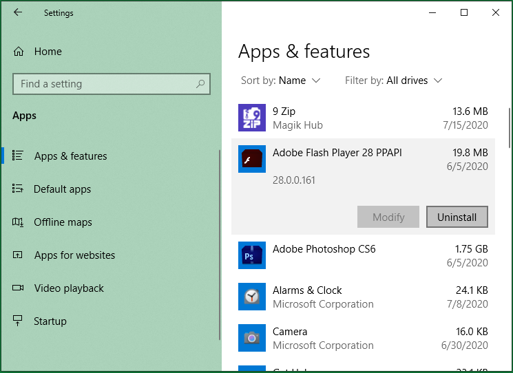 Désinstaller les applications dans les paramètres Windows