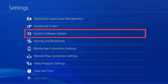 cliquez sur Mise à jour du logiciel système