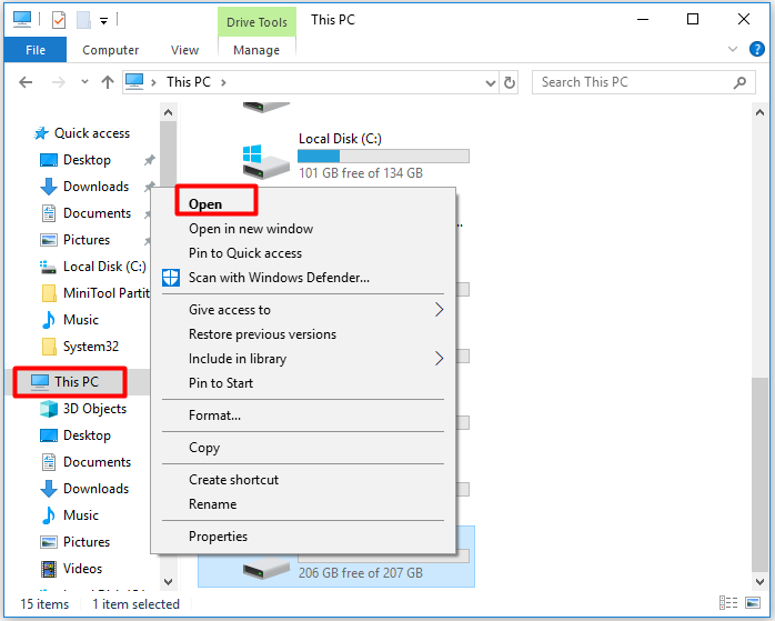 Ouvrez le disque dur externe