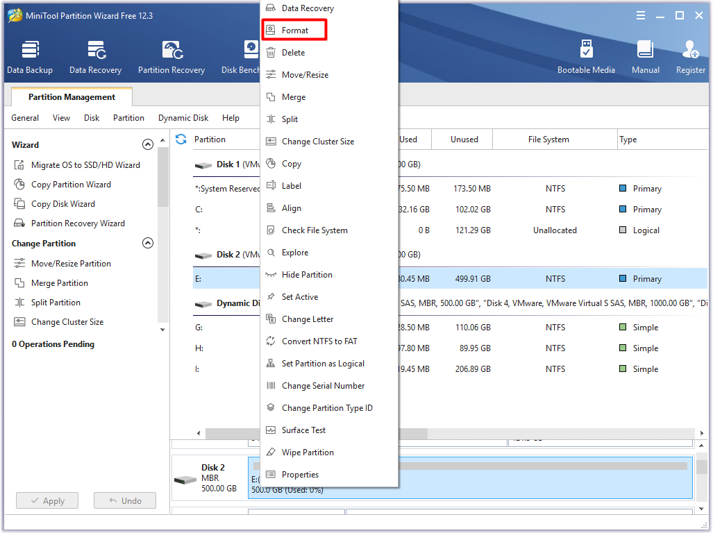 cliquez sur l'option Format dans le menu en élévation
