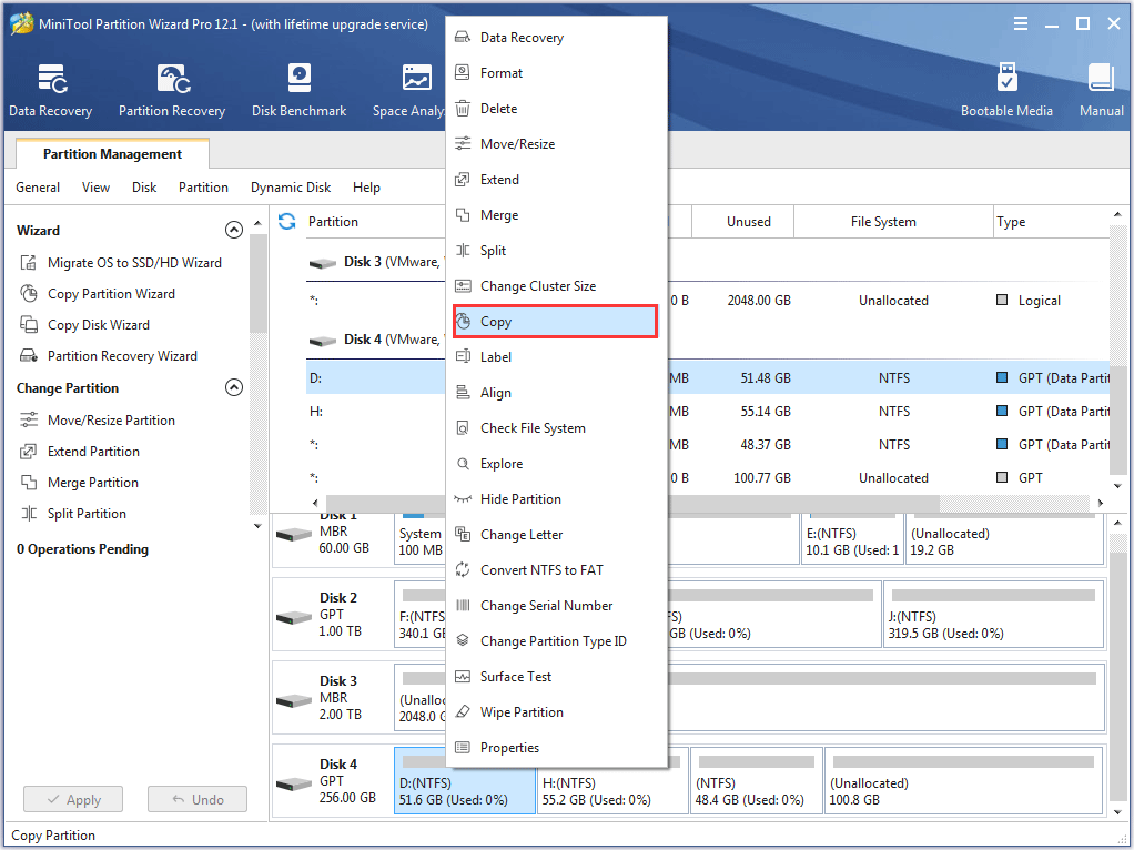 choisissez l'option Copier