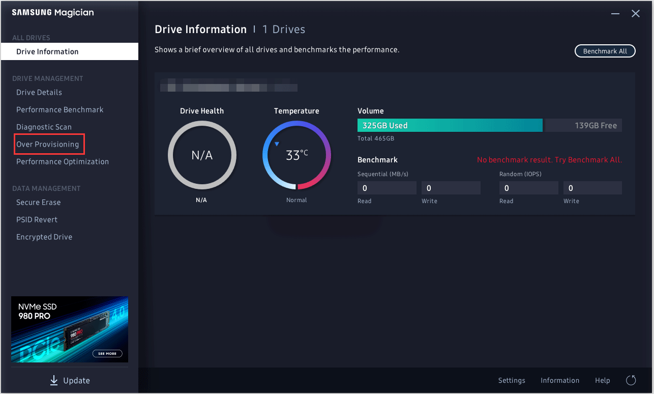 choisissez Over Provisioning