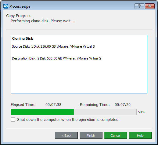 exécution d'une opération de clonage de disque