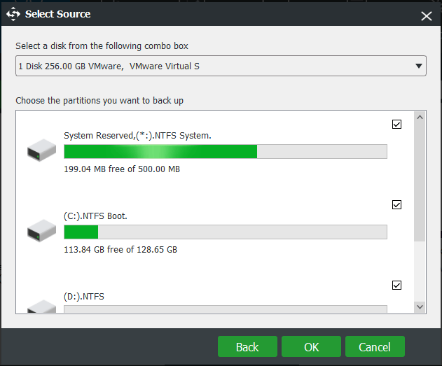 choisir de sauvegarder le disque système