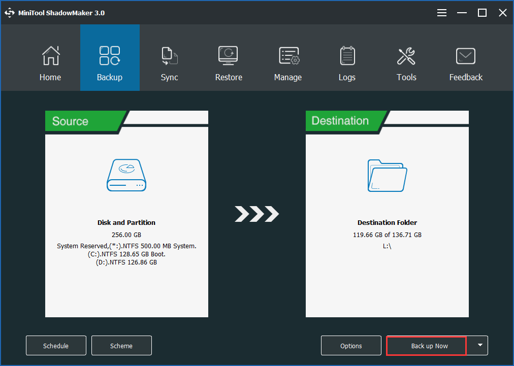 sauvegarder le disque système avec MiniTool ShadowMaker dans WinPE