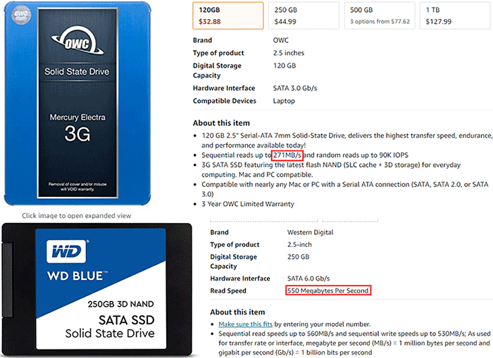 Vitesse du SSD SATA 2 vs SATA 3