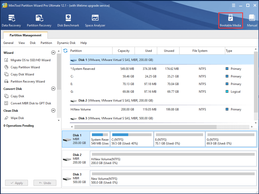 choisissez Support de démarrage