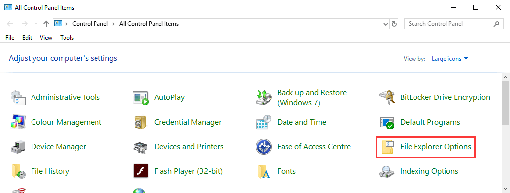 sélectionnez Options de l'explorateur de fichiers