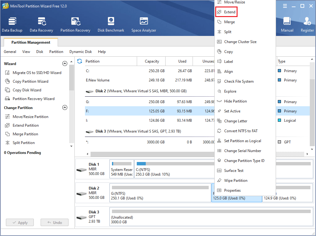 choisissez l'option Étendre