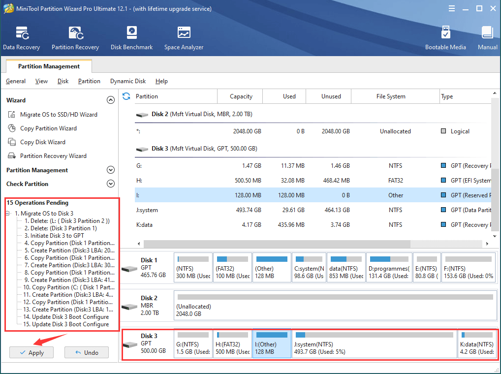 Appliquer la migration du système