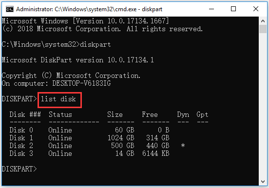 lister tous les disques dans cmd