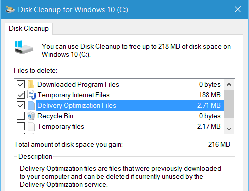 Fichier d'optimisation de livraison dans le nettoyage de disque