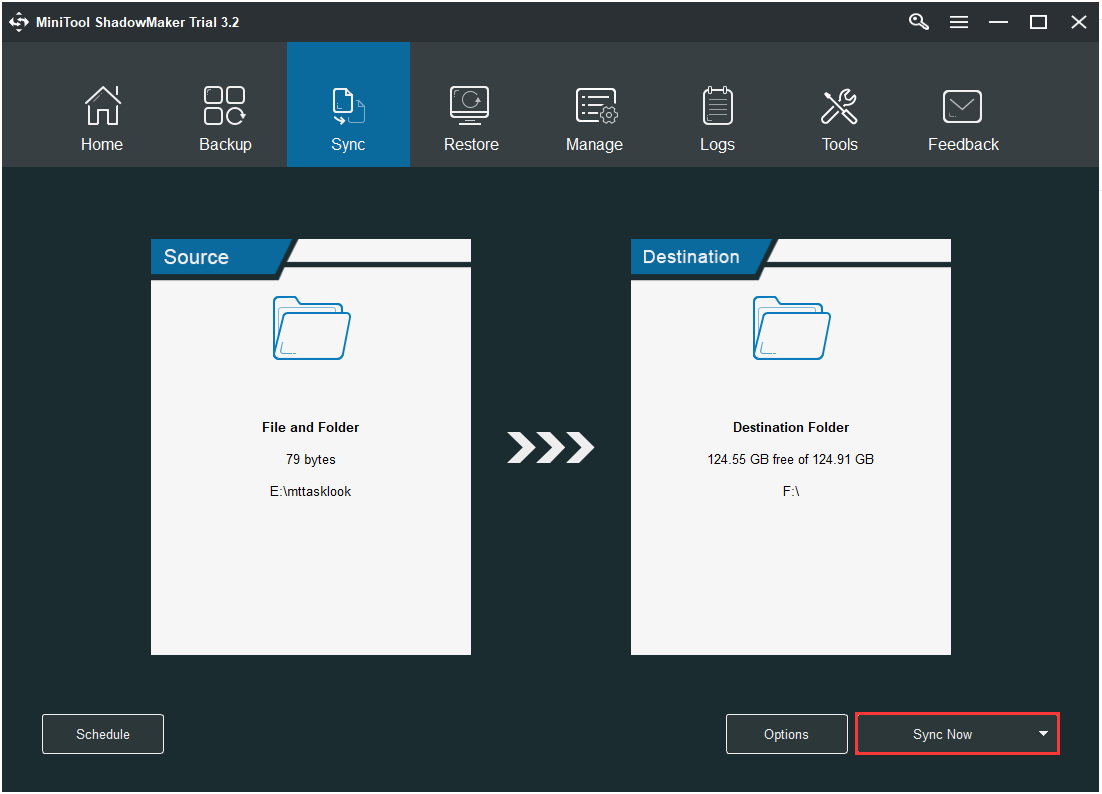 cliquez sur le bouton Synchroniser maintenant pour effectuer immédiatement le processus de synchronisation