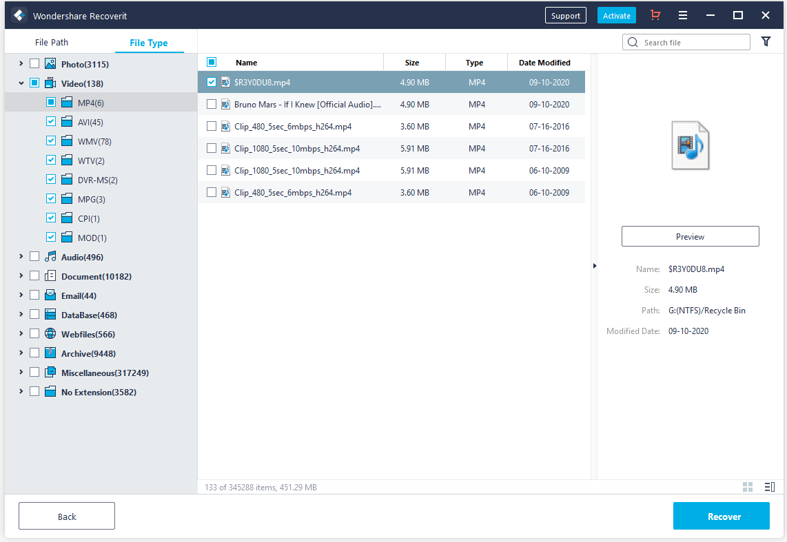 récupérer des données à l'aide de Wondershare Recoverit