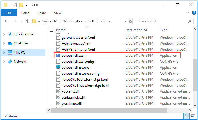 emplacement de powershell.exe