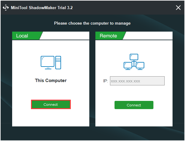 l'interface principale de MiniTool ShadowMaker