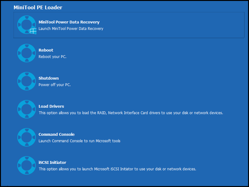 cliquez sur l'option de récupération de données d'alimentation minitool