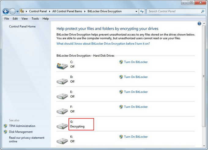 Décryptage BitLocker