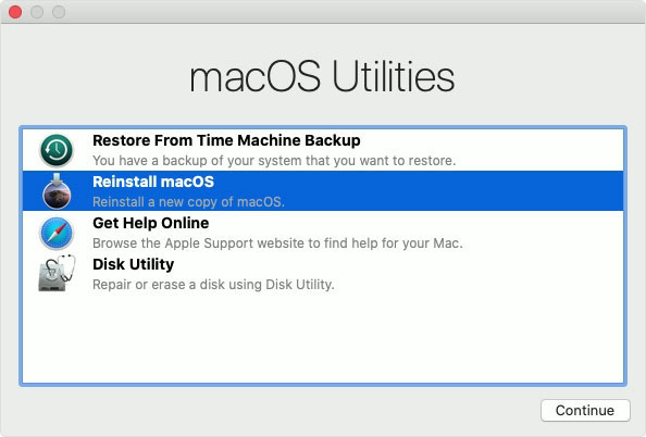 cliquez sur Réinstaller macOS