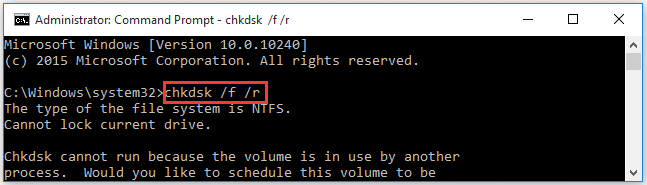 exécutez chkdsk pour protéger les secteurs défectueux