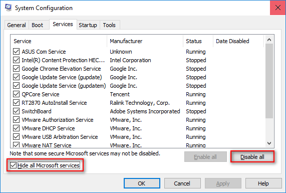 dépannage du démarrage en mode minimal