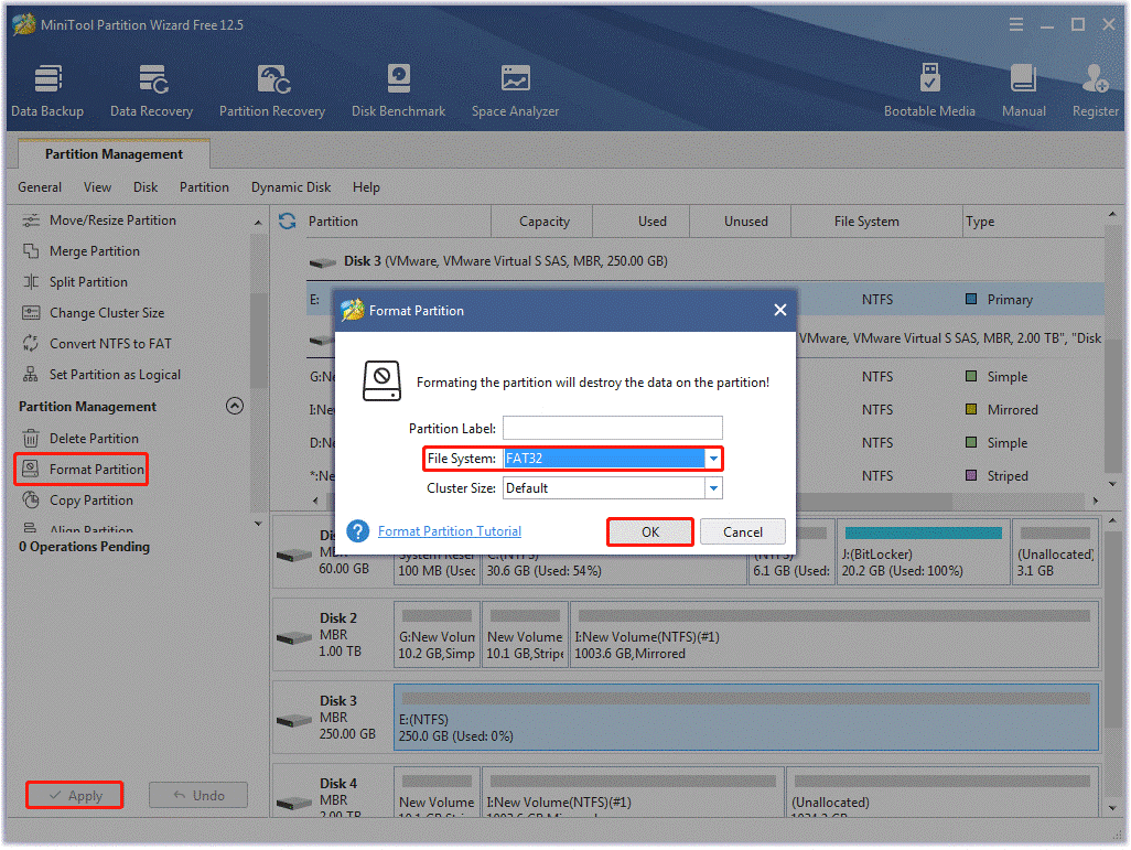 formater une carte SD via MiniTool Partition Wizard