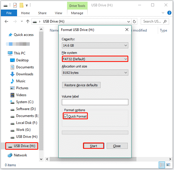 formater la carte SD via l'explorateur de fichiers