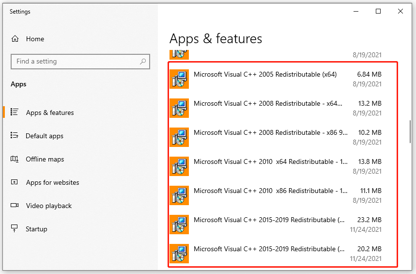 Versions x86 et x64 de Microsoft Visual C++ Redistributable