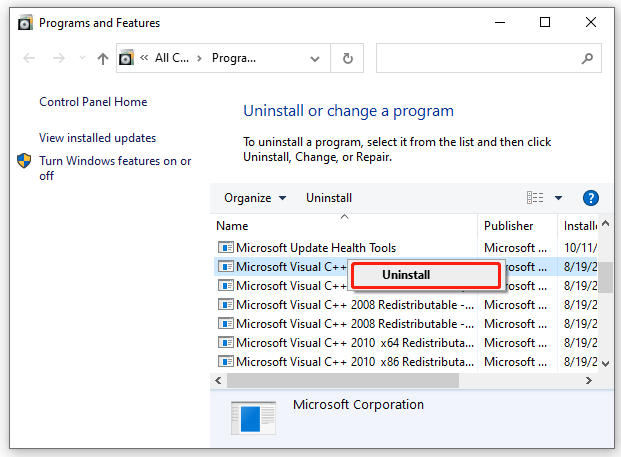 désinstaller Microsoft Visual C Redistribuable