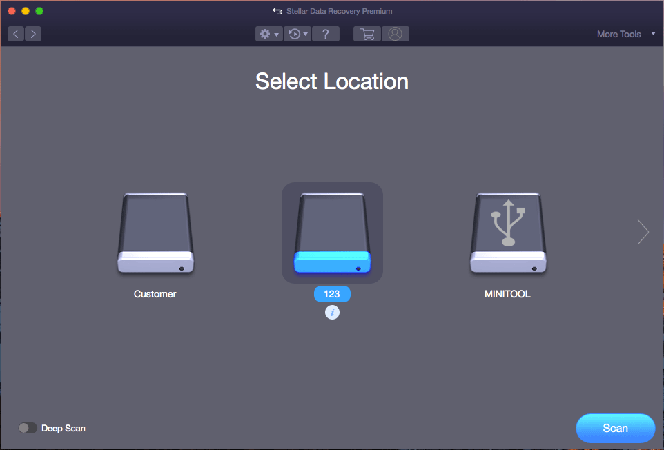 sélectionnez le lecteur cible à analyser