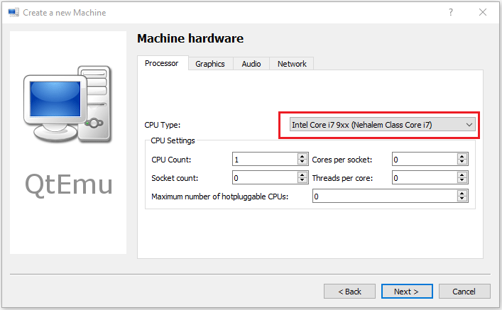 sélectionner le processeur