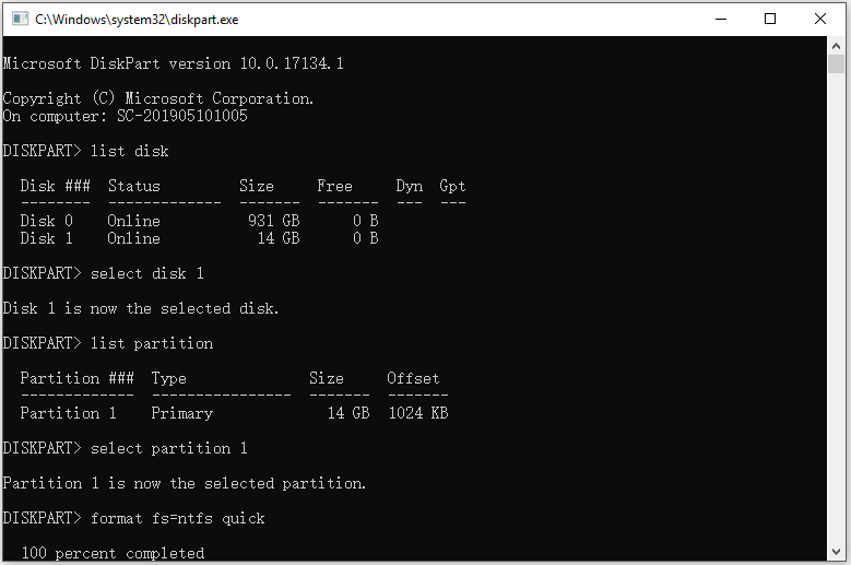 Diskpart : formatage des clés USB