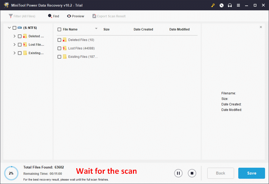 Scanner pour trouver des données perdues