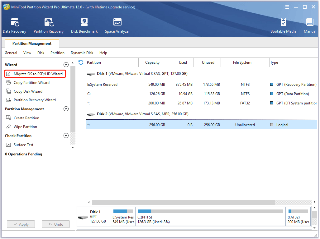  cliquez sur Migrer OS vers SSD/HDD